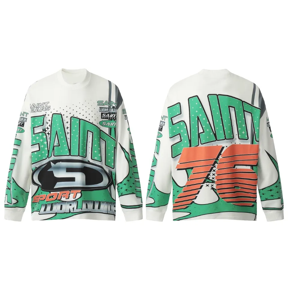 Saint michael tears all-over printed long-sleeved vintage autumn and winter T-shirt Style number: 114 Size: M L XL Wholesale price: 136 Color: Picture color